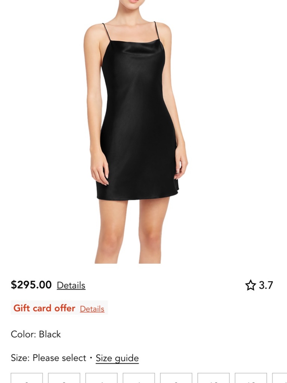 Alice + Olivia Black Satin Slip Mini Dress